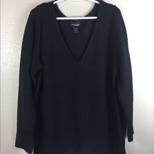 Plus Size 22 Black Knitted Long Sleeve Sweater